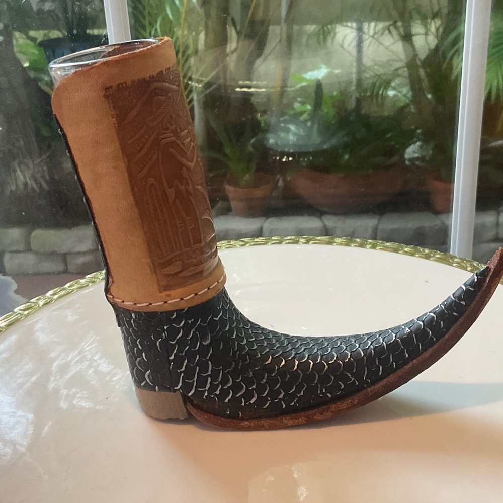 Shot Glass Leather Snakeskin Boot From Mexico